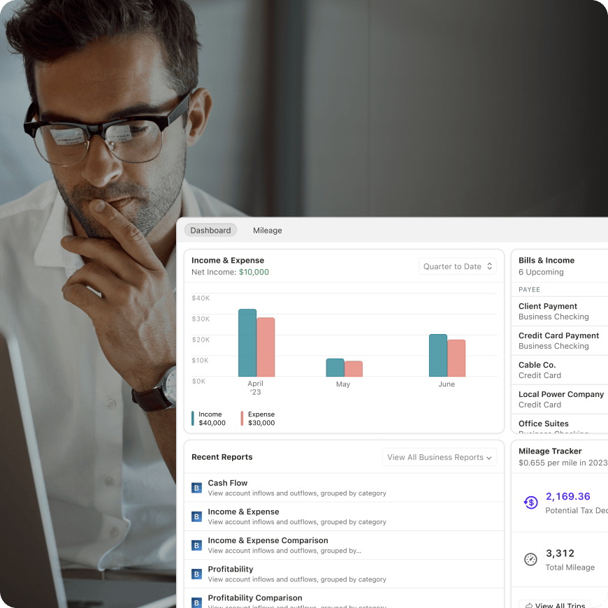 man monitors business health