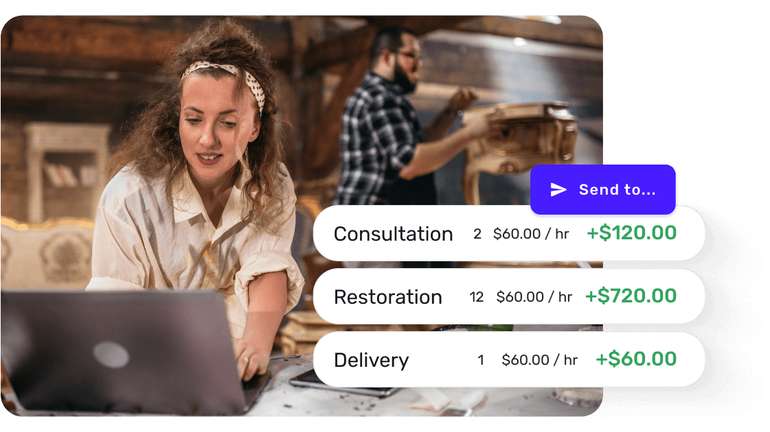 Create invoices with one click or tap